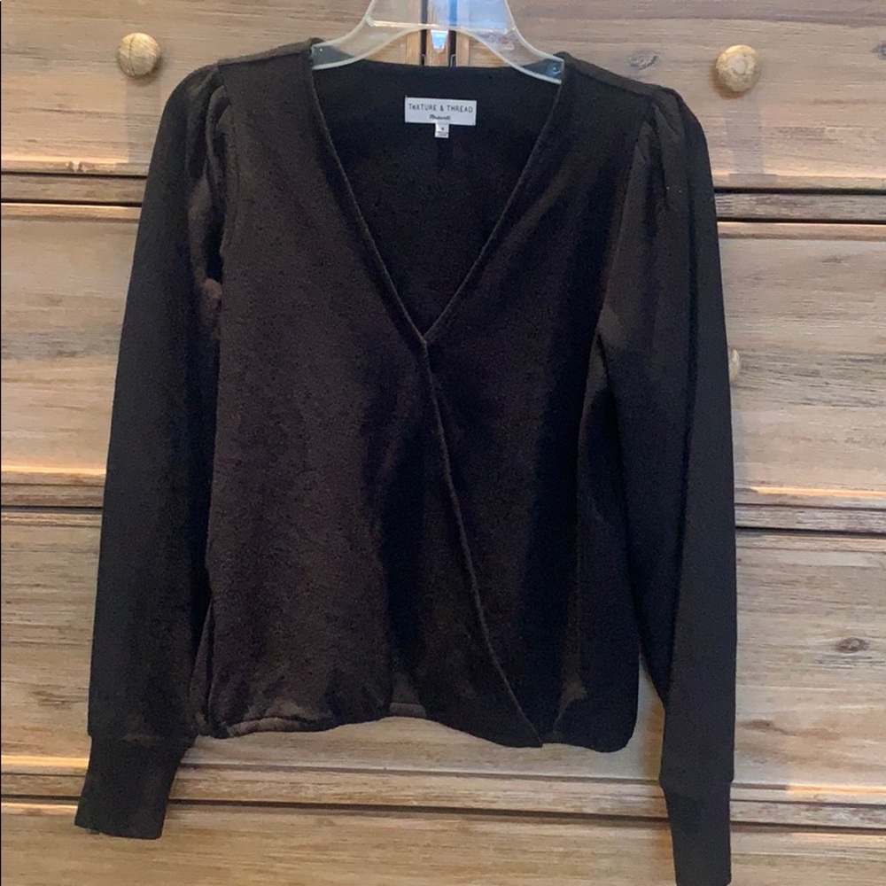 Madewell Texture and Thread black blouse